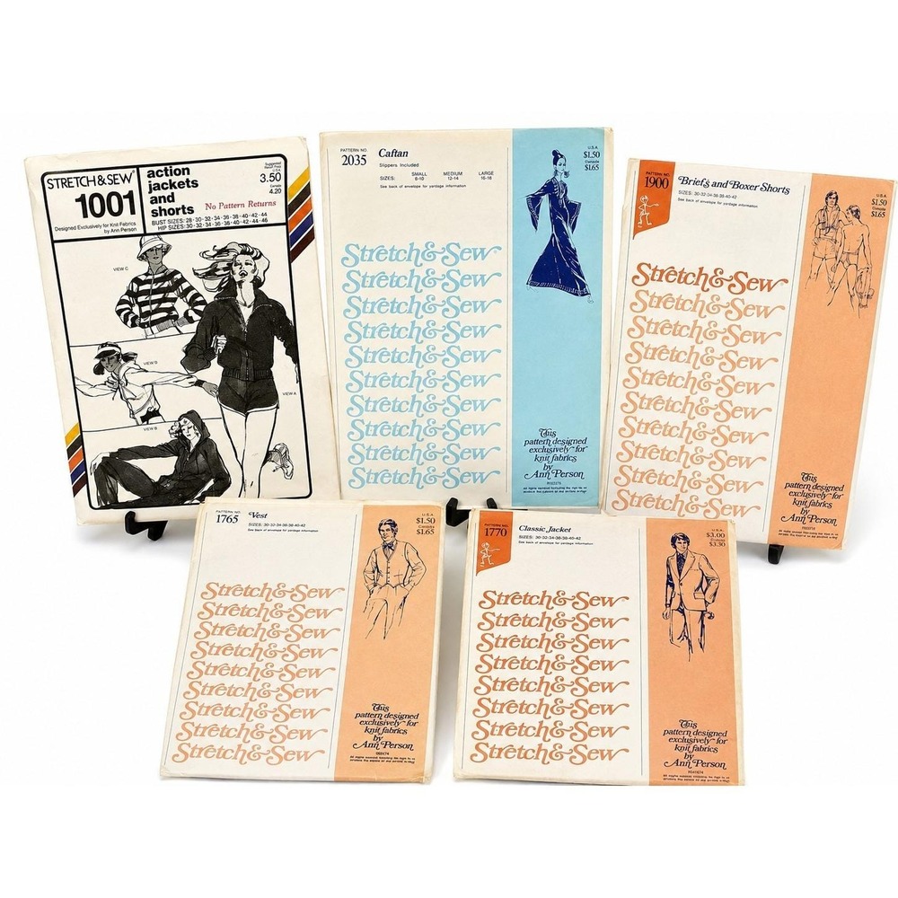 Vintage Stretch & Sew Pattern Lot of 5 UNCUT Ann Person Knit Sewing Patterns